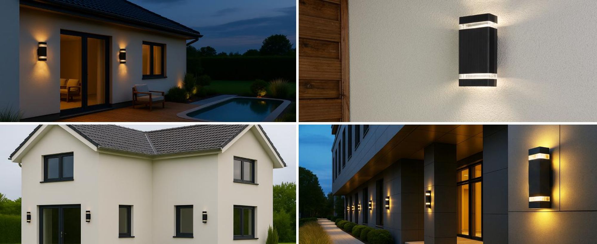 LUMILED Außenwandleuchte Wandlampe Wand GU10 Fassung Außenbeleuchtung Wandleuchter Gartenleuchte Terrasse Haus Fassade IP44 schwarz rechteckig