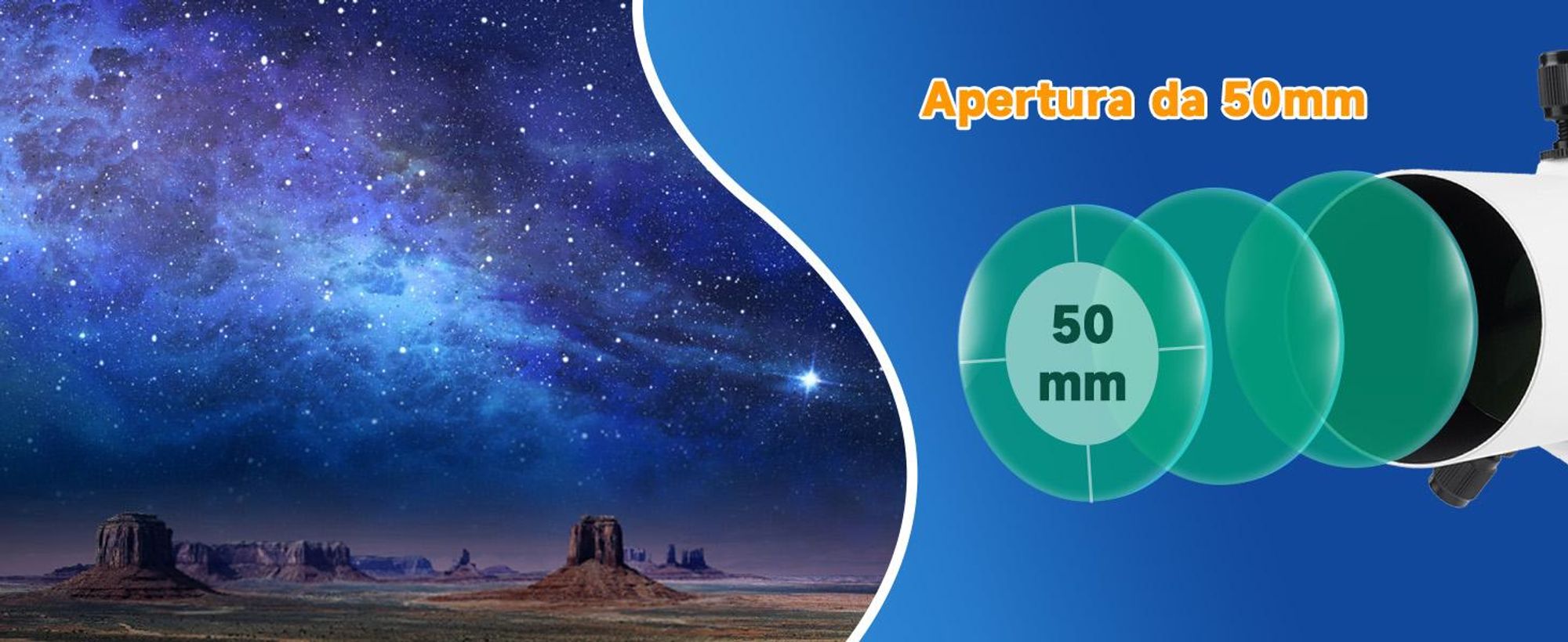 Cannocchiale guida Svbony SV198 per astrofotografia, mini guida da 50 mm F4,1, rifrattore acromatico FMC, con doppio focheggiatore elicoidale