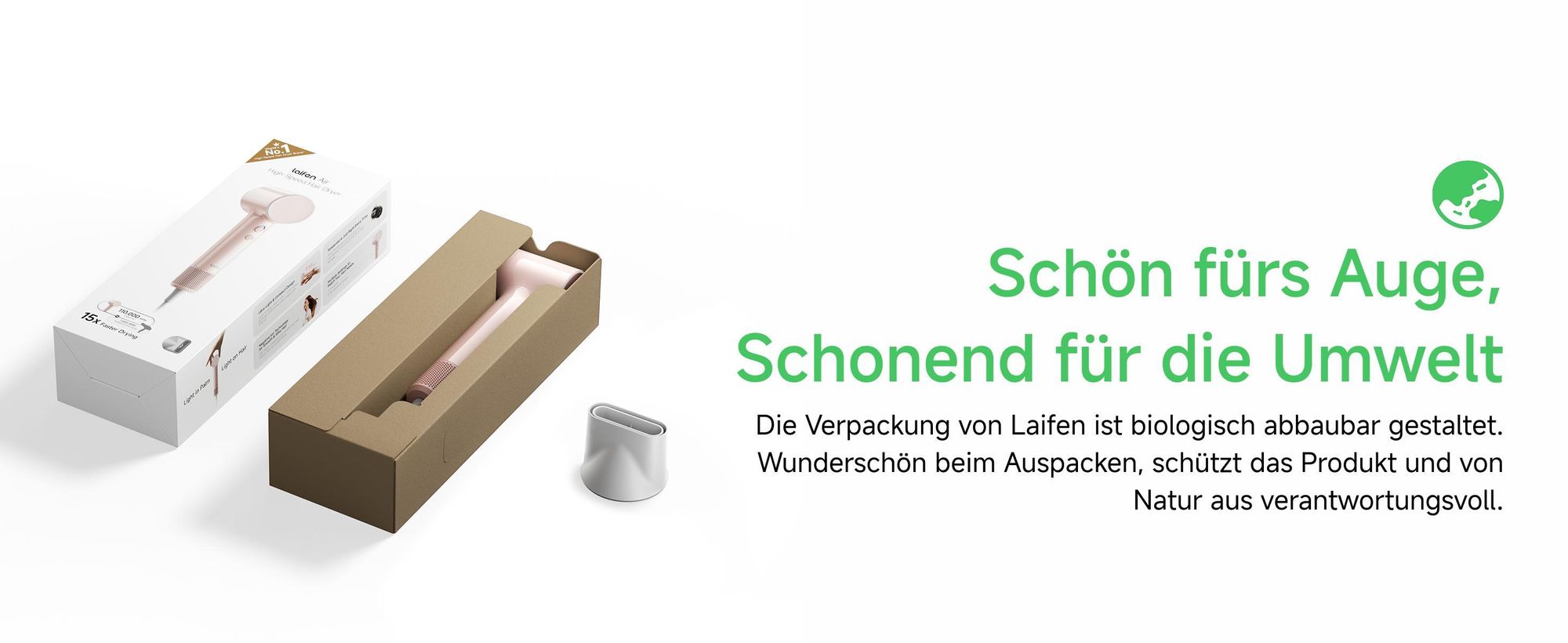 Laifen Air High-Speed Haartrockner 110.000 U/min Föhn mit intelligenter Temperaturkontrolle, Anti-Frizz Ionen, 280 g leicht