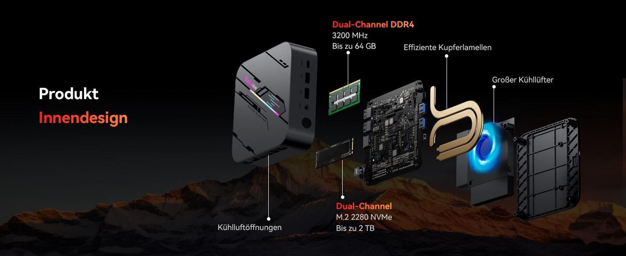 Blackview MP100 Pro Mini PC, Intel i3-1215U bis zu 4,4 GHz, 16GB DDR5 512GB PCIe 4.0 SSD, 4K@144Hz/WiFi 6/DP/HDMI/Windows 11 Pro