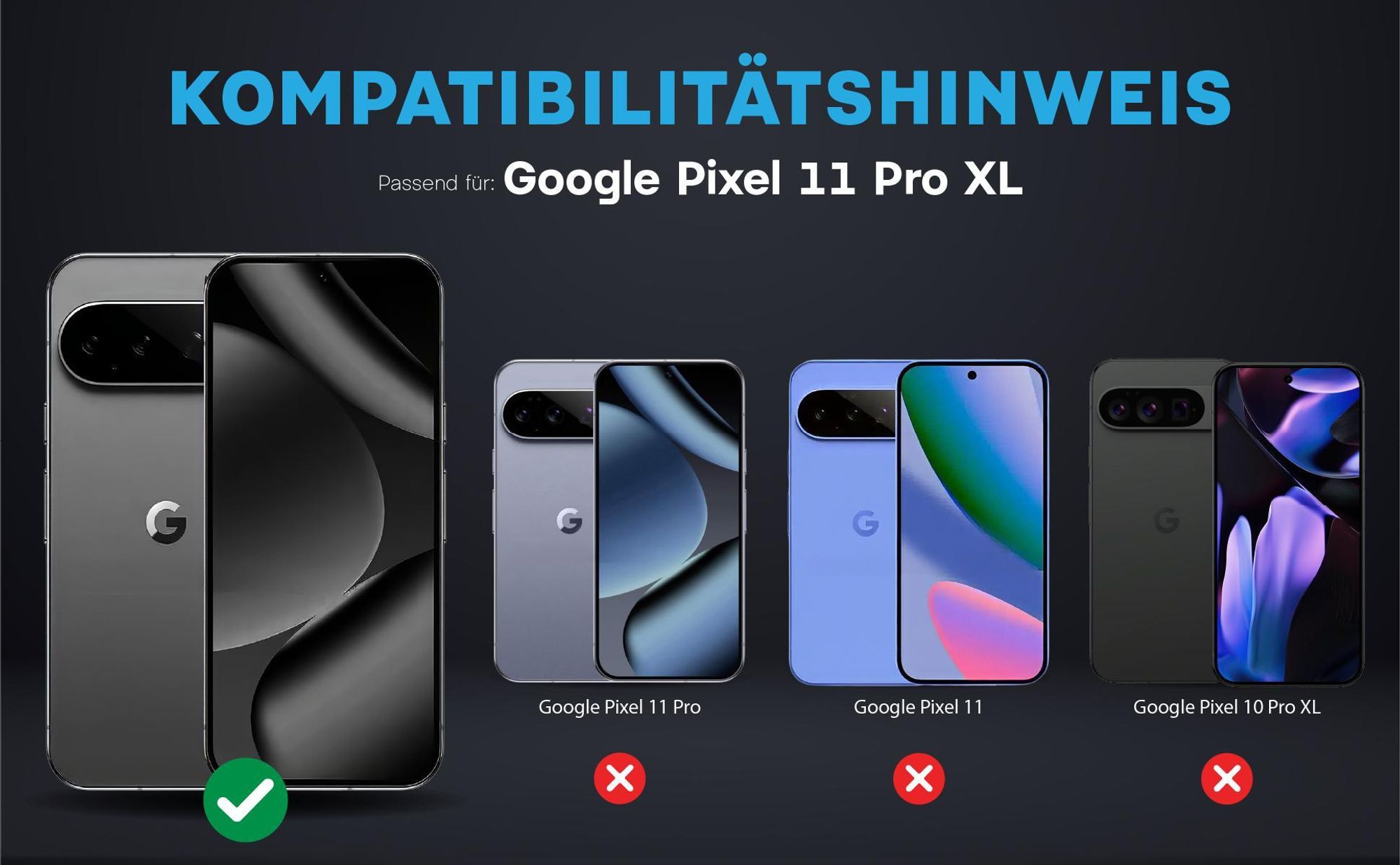 Kompatibilitätshinweise Kameraglas für Google Pixel 11 Pro XL