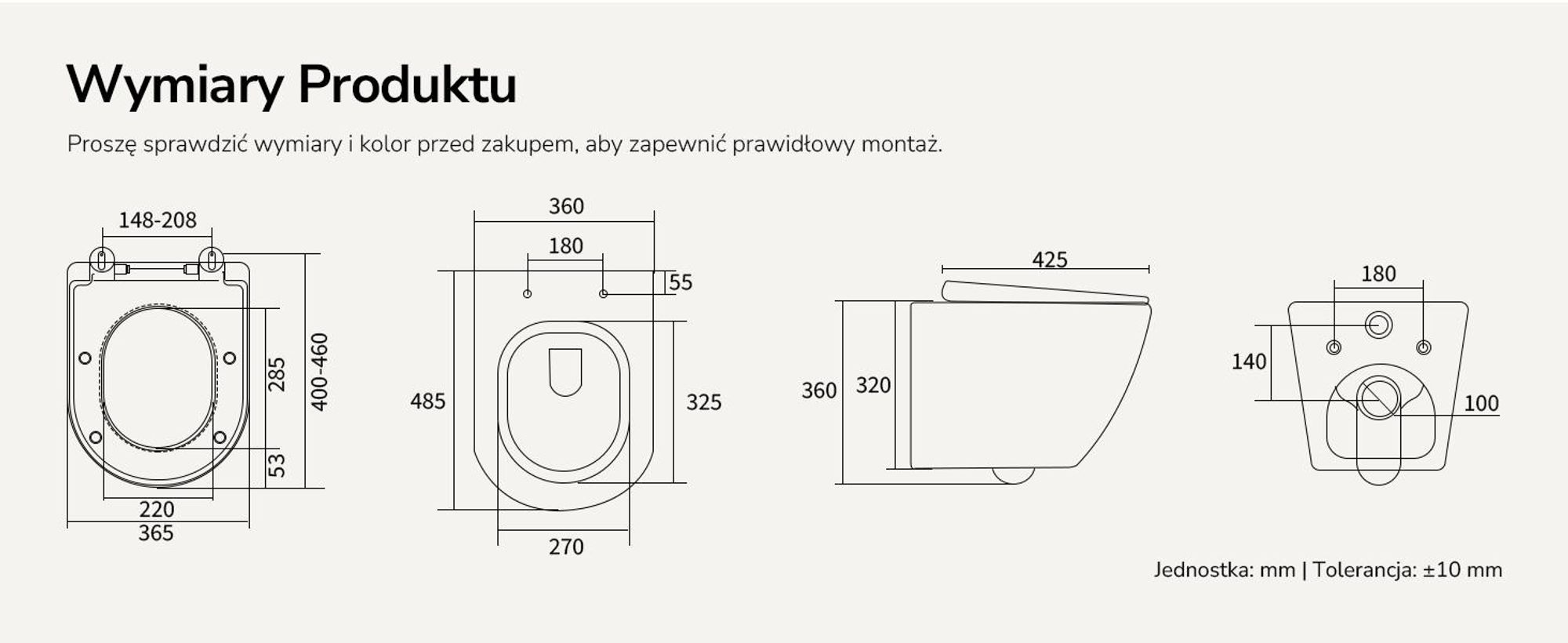 EMKE Miska WC wisząca bezrantowa ceramiczna, podwójne spłukiwanie przeciwbieżne, oszczędność wody, deska Soft-Close, Biały połysk