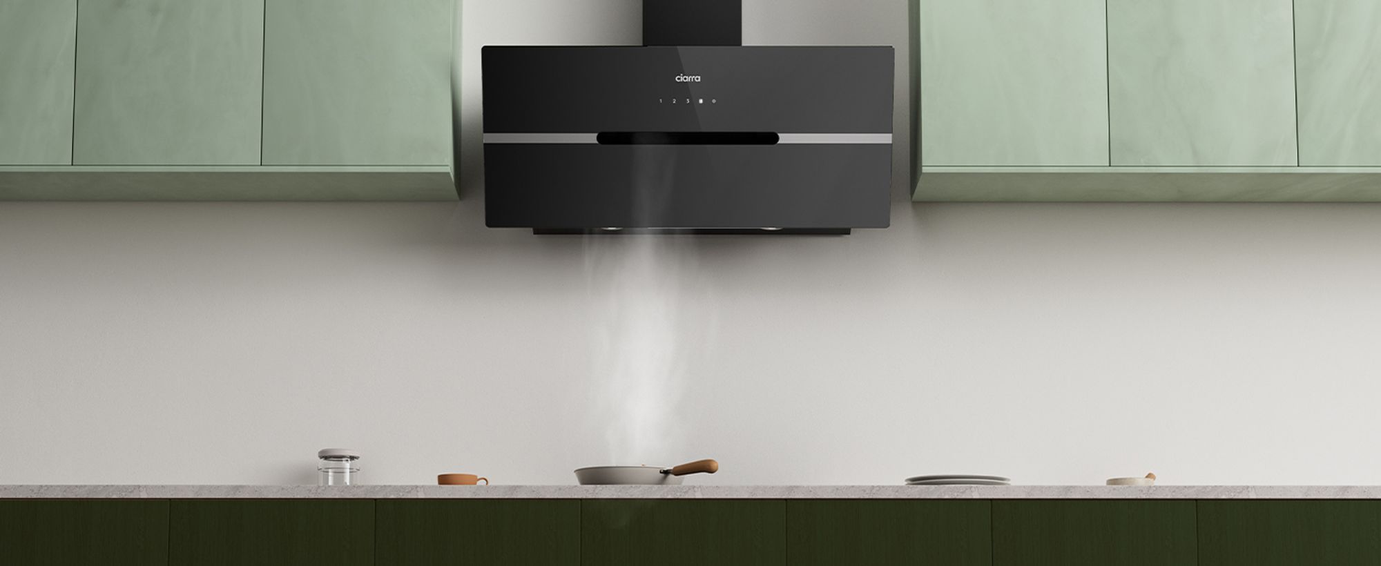 CIARRA Kopffreihaube A+++ 650 m³/h Dunstabzugshaube 90cm Inkl. BOOST WIFI-APP Touch Control VM9736FB