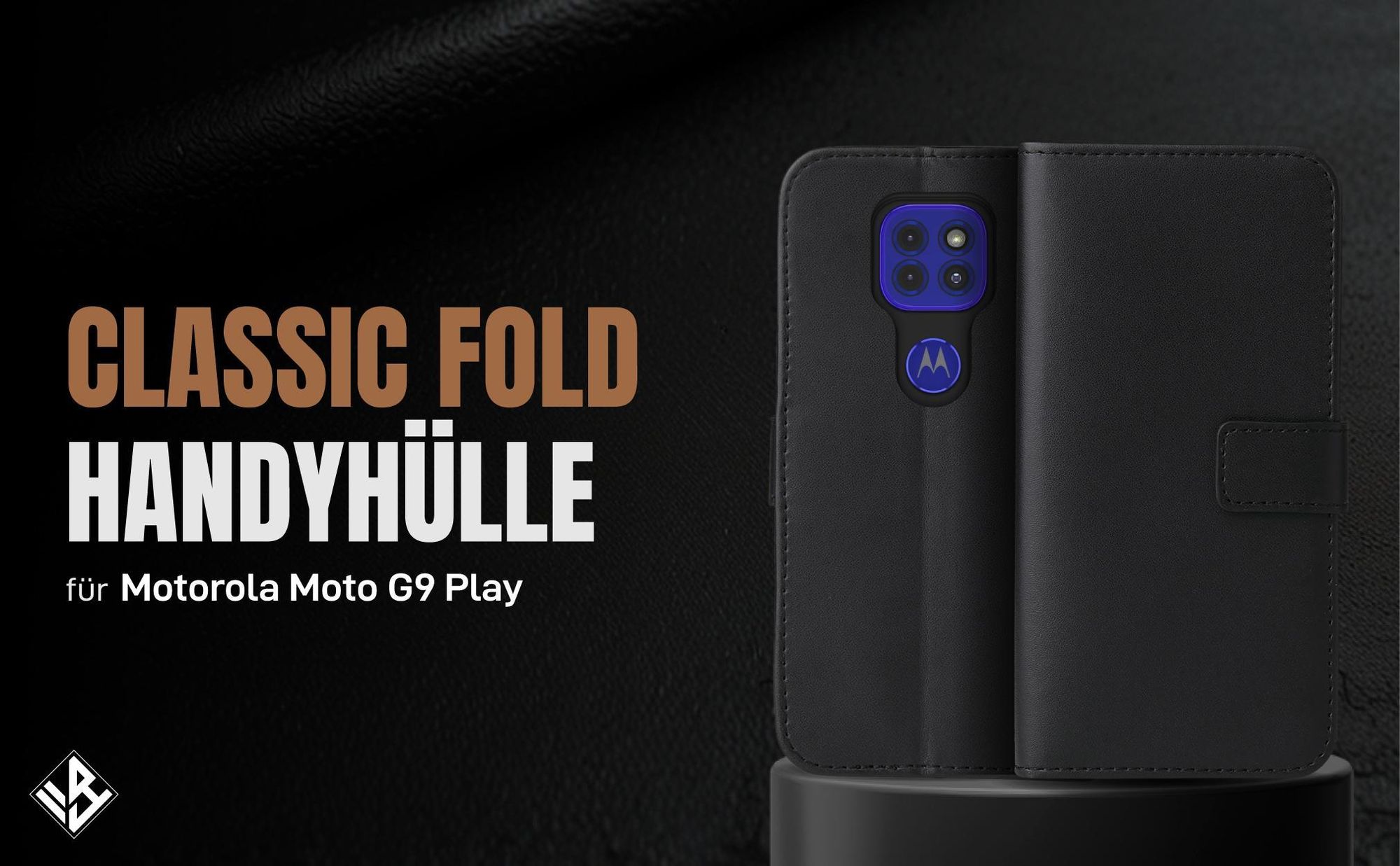Schwarze Klapphülle für Motorola Moto G9 Play mit Wallet-Funktion