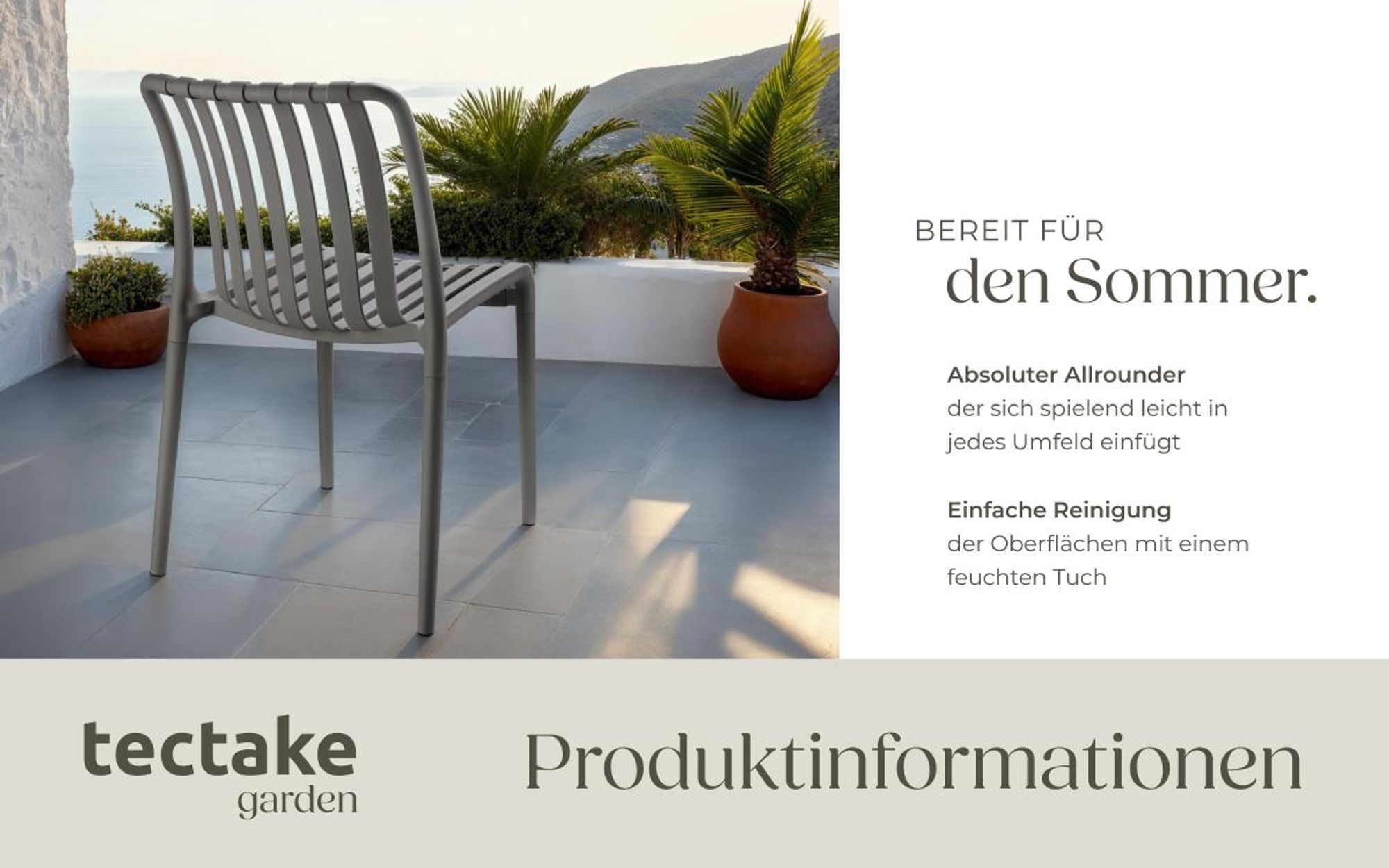 tectake® Gartenstühle Alcudia, wetterfest, stapelbar