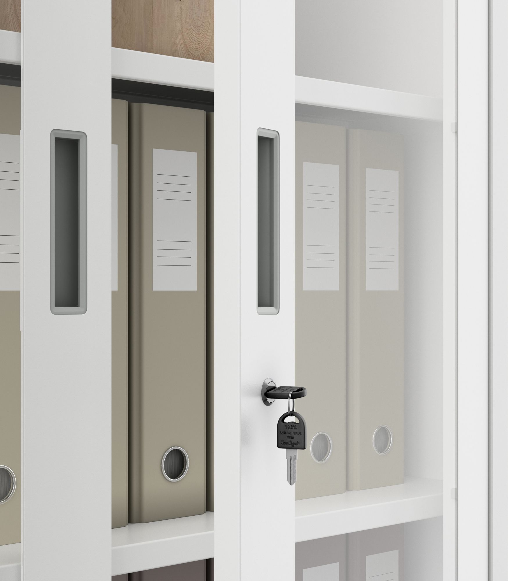 Aktenschrank Medizinschrank Büroschrank Flügeltürschrank Glasvitrine 4 Fachböden Stahl Abschließbar 185 cm x 90 cm x 40 cm Farbe: Weiß
