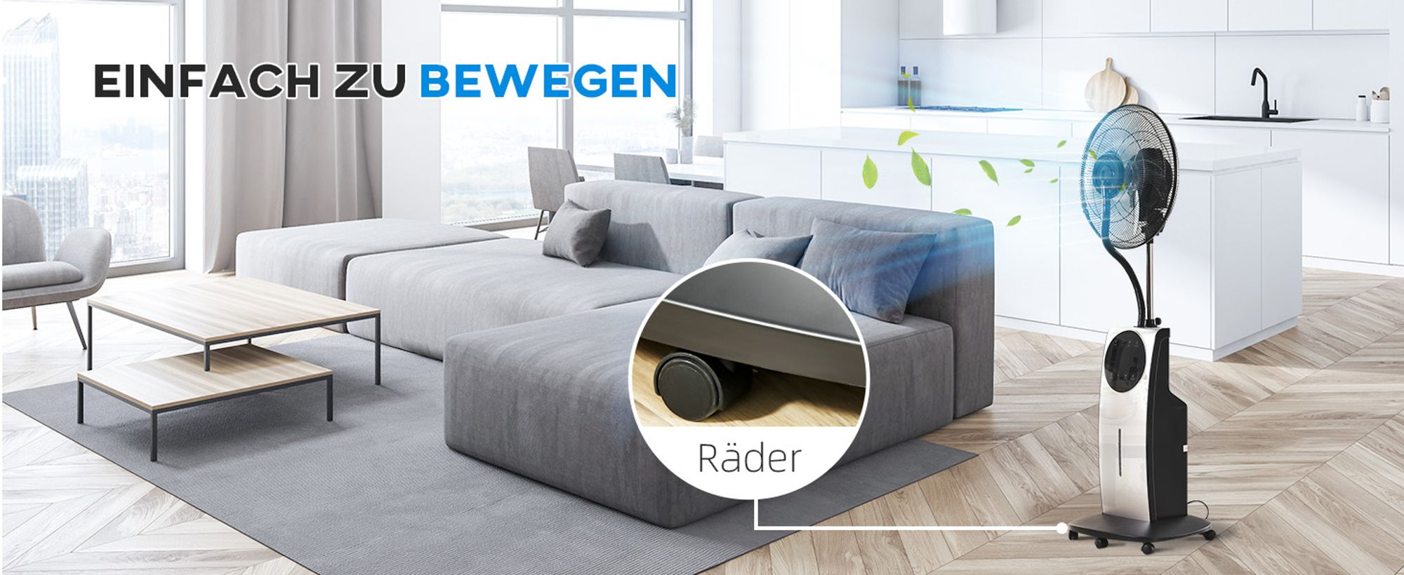 HOMCOM Nebel Ventilator mit Sprühnebel Standventilator mit Wasserkühlung Schwarz
