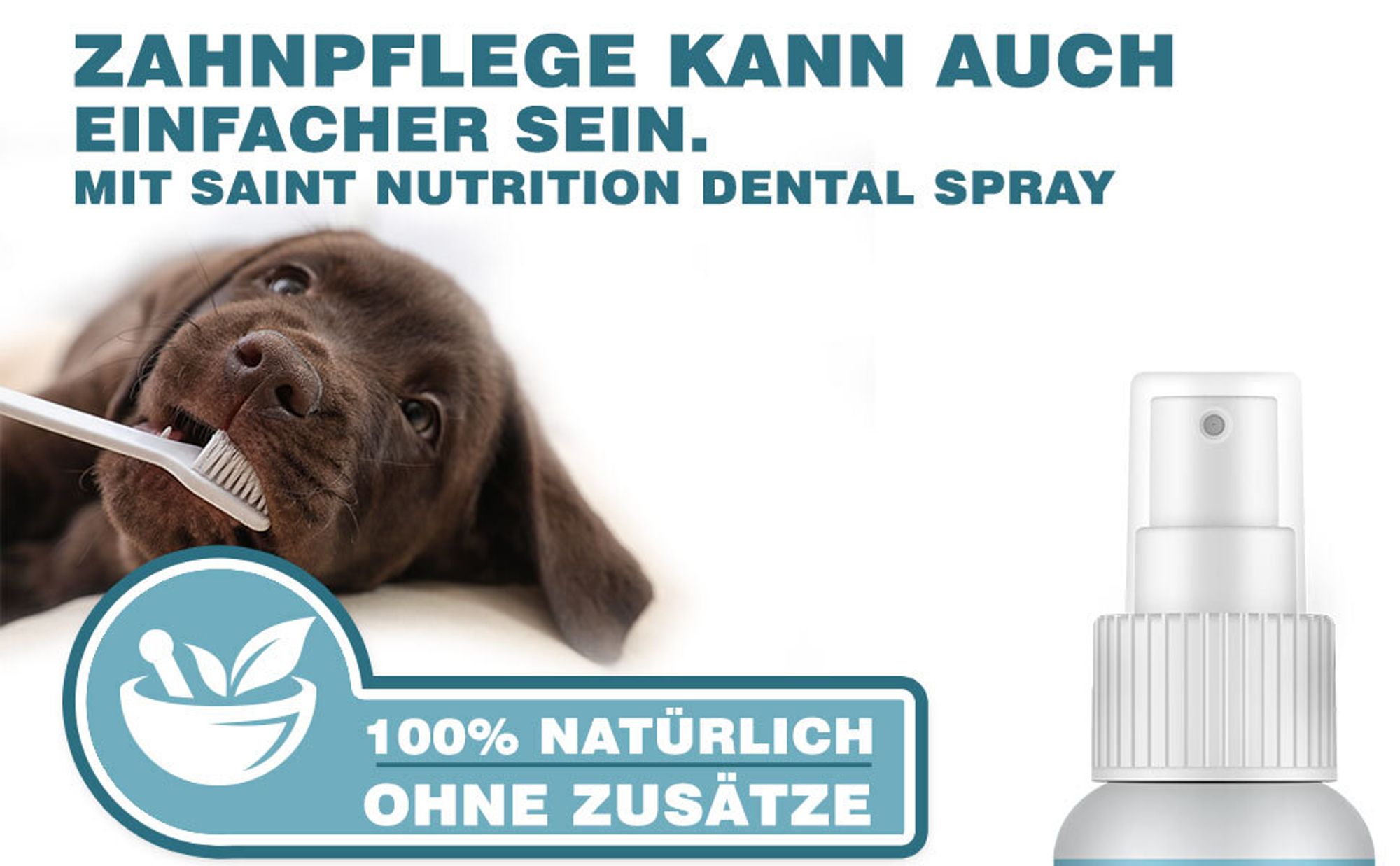 Saint Nutrition® – Dental Spray - für Hunde und Katzen – Zahnsteinspray – Mundgeruch entfernen – gegen Mundgeruch – Zahnreinigung und Zahnpflege