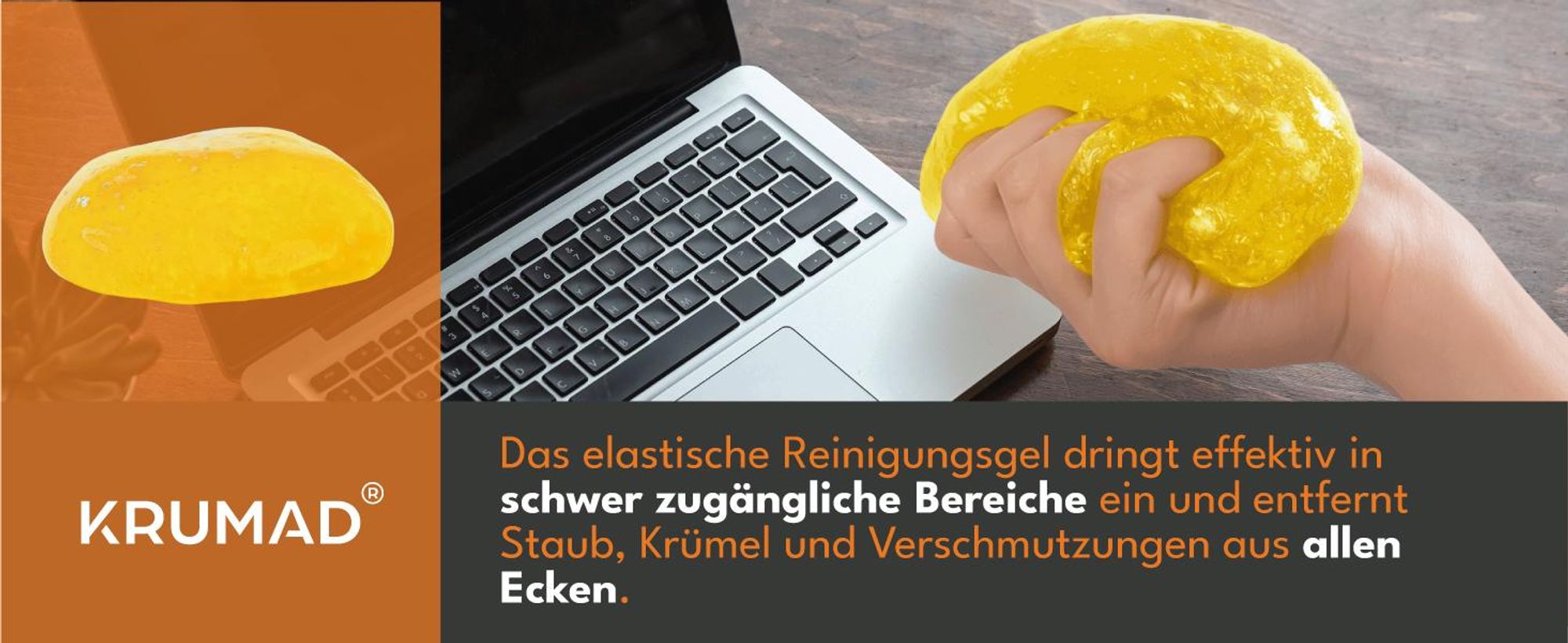 KRUMAD Reinigungsgel für Tastatur und Auto, universeller Staubentferner Gel für Keyboard, Elektronik & Innenraum, Reinigungsschleim