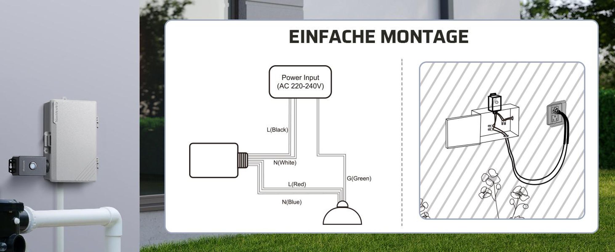 DEWENWILS Funkschalter mit Fernbedienung, Funkschalter 230v, Außen