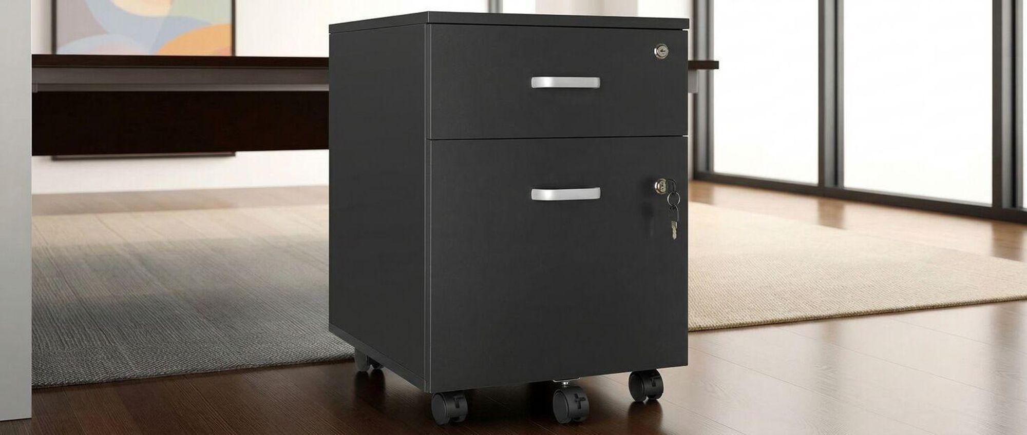 tectake® Rollcontainer Vagur mit 2 Schubladen für Dokumente im A4 Format 40 x 44 x 54,5 cm