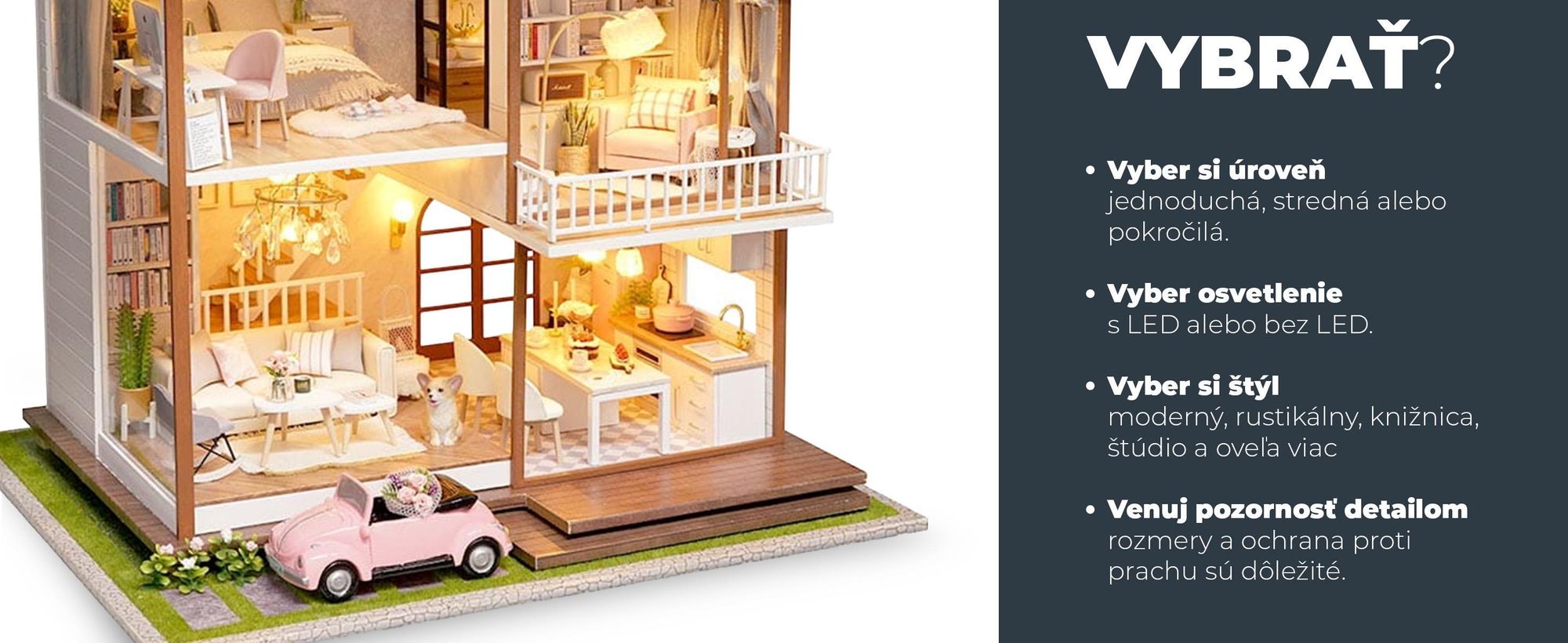Miniatúrny Domček, Habarri, Domček pre Bábiky, Drevený Domček, Darček pre Deti