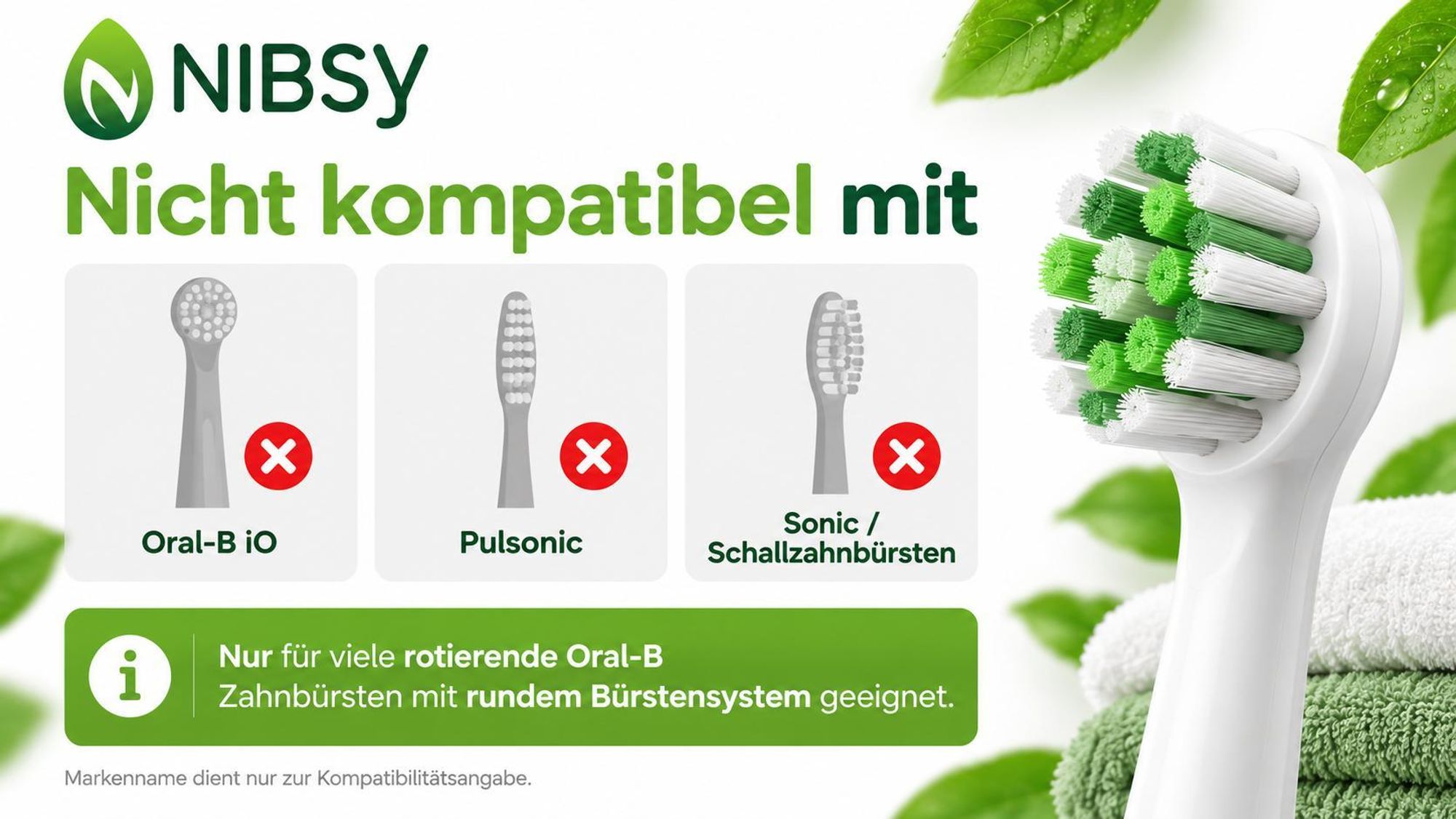 Kompatibilität beachten: Nicht kompatibel mit Oral-B iO sowie Pulsonic, Sonic und Schallzahnbürsten