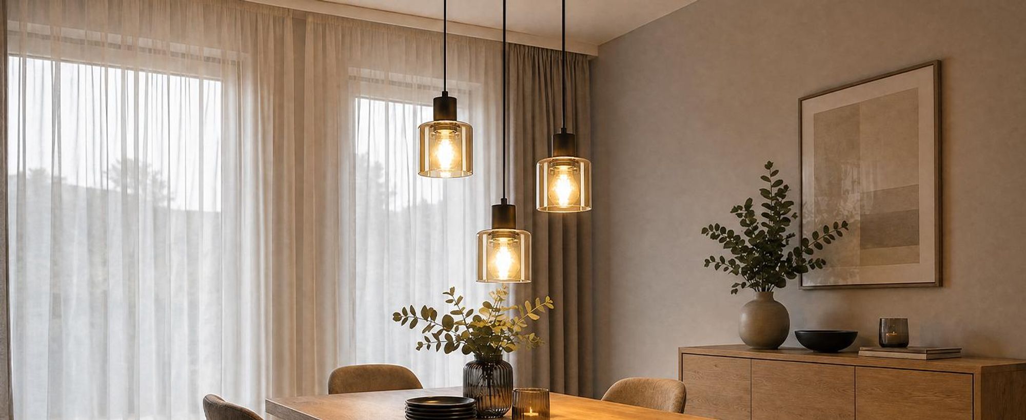 Lampada a sospensione ZMH, vetro, 3 luci, rotonda, attacco E27, stile retrò, nera. Lampada a sospensione per sala da pranzo, stile industriale, ideale per tavoli da pranzo