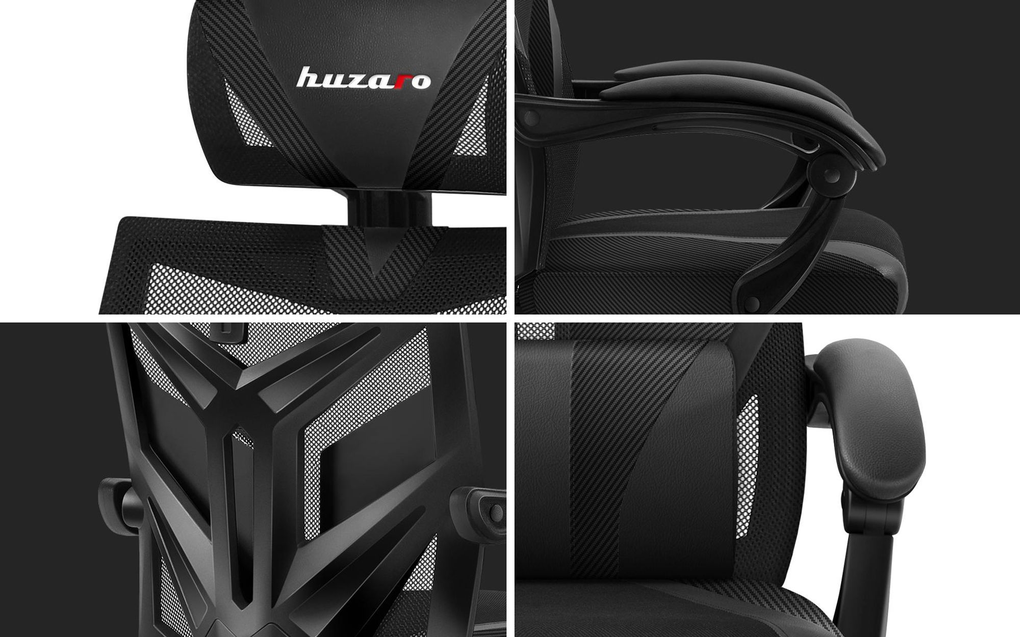 Huzaro Combat 5.0 Black Gaming-Stuhl mit ergonomischer Rückenlehne und atmungsaktivem Mesh