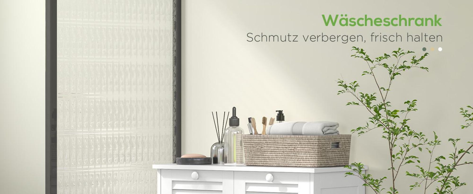 HOMCOM Wäscheschrank, Badschrank mit 2 Wäschekörben, Griffen, Lamellentüren Weiß