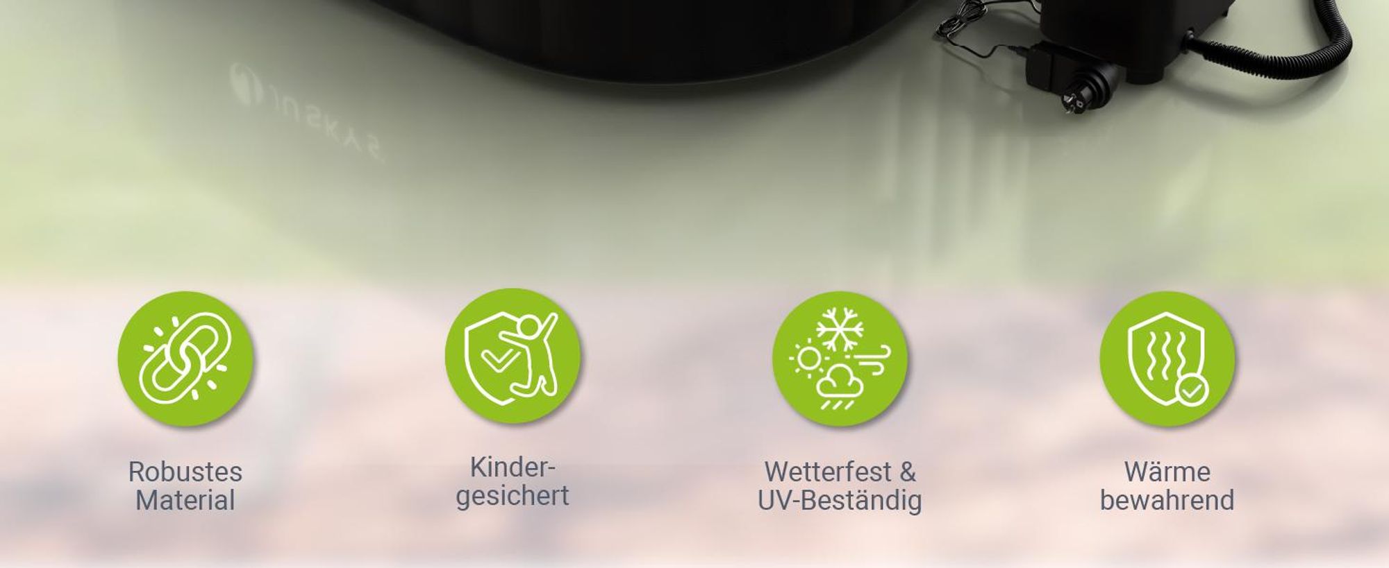 Juskys® Whirlpool SpaLuxe inkl. LED-Beleuchtung Schwarz/Weiß - 3000W, 130 Düsen, aufblasbar