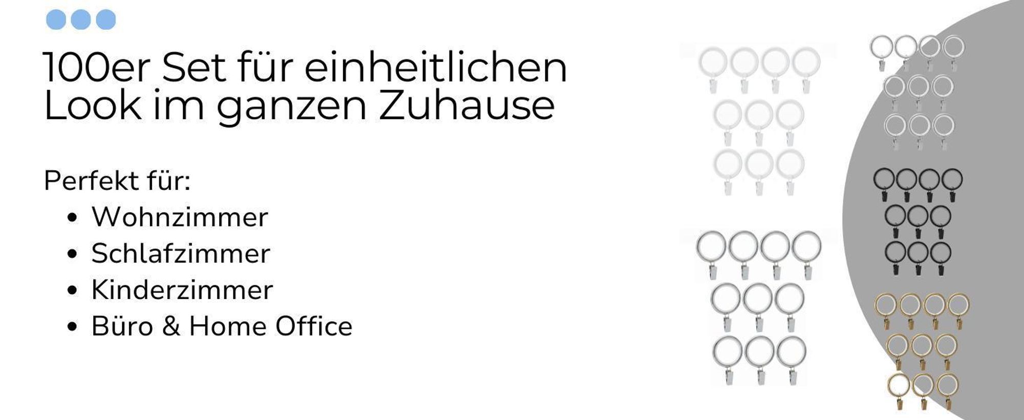 100 Stück Metall Gardinenringe mit Clips Farbe Antikgold für 25 mm & 30 mm Gardinenstangen Vorhangringe 35 mm Innendurchmesser Leises Gleiten
