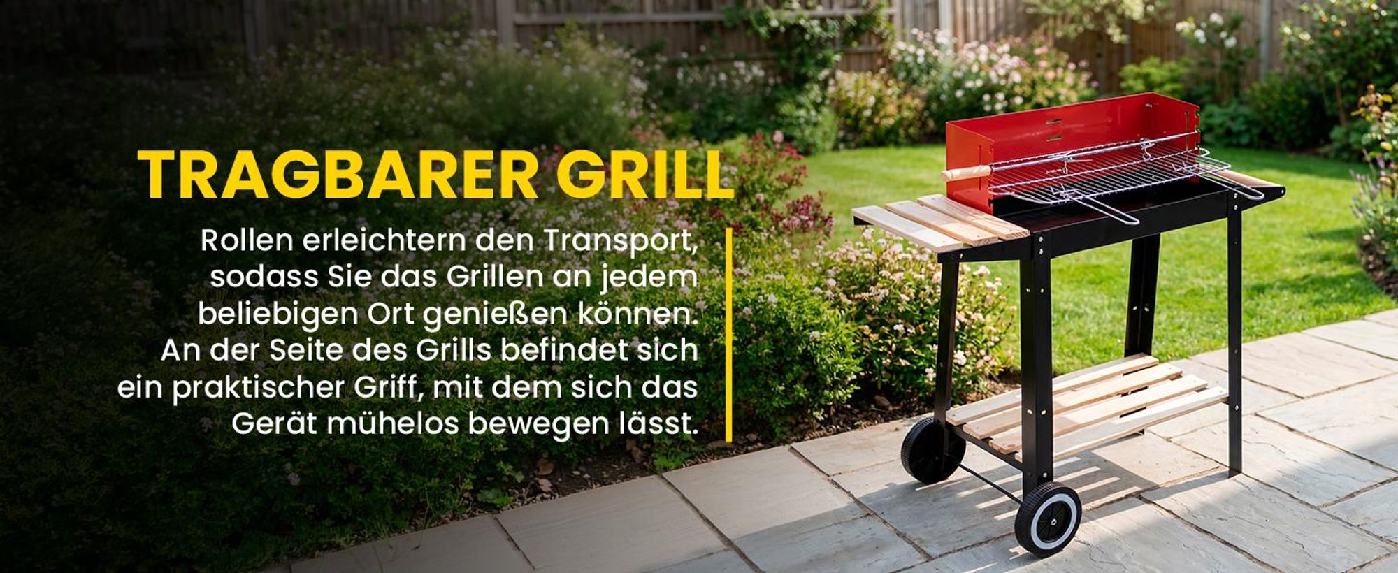 Holkohlegrill Grillwagen mit Regalen und Rädern