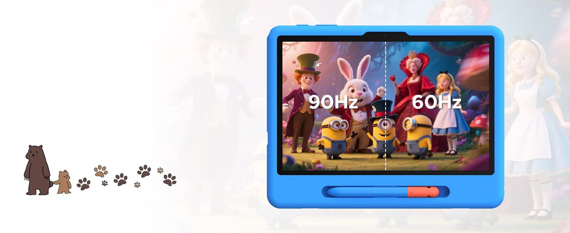 POCKAM P10 kinder tablet, 10,1 inch, met Gemini AI, Android 16, 32 (6+26) GB RAM + 64 GB ROM/TF 2TB, 7000mAh, WiFi tablet voor kinderen, met kindvriendelijke hoes en stylus