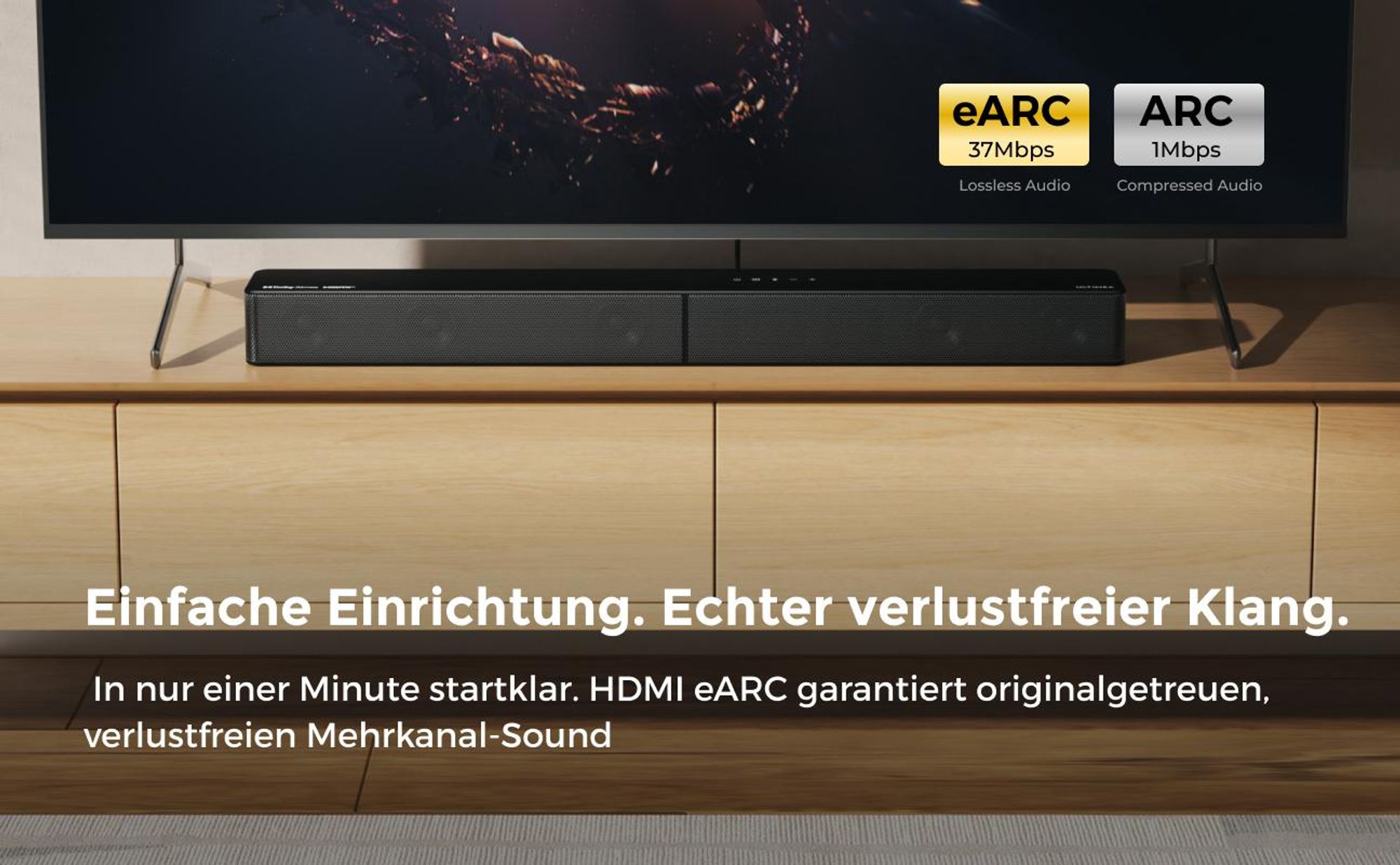 ULTIMEA 5.1 Dolby Atmos Soundbar, Heimkino-Soundsystem mit Subwoofer für TV, 300W Leistung, einstellbare Bassverstärkung, App-Steuerung, Bluetooth 5.4