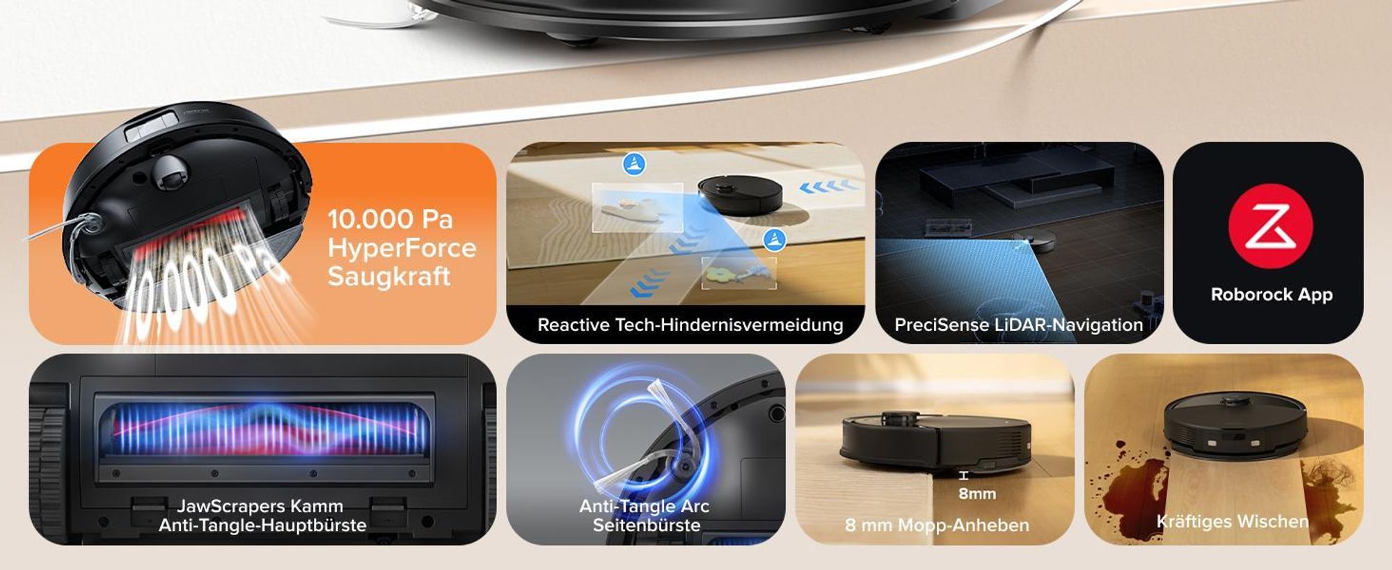 roborock Q5 Pro Staubsauger Roboter 5500Pa mit wischfunktion, saugroboter wischroboter mit DuoRoller-Bürste, PreciSense-LiDAR-Navigation, 3D Mapping