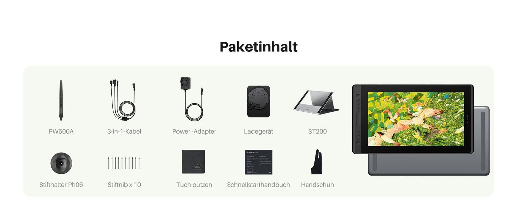 HUION Kamvas Pro 16 V2 Grafiktablett mit Display, 15,6 Zoll Volllaminiertes AG-Glas, neues PenTech 4.0,16384 Stiftdruck,  Smart Touch Bar und 6-Taste
