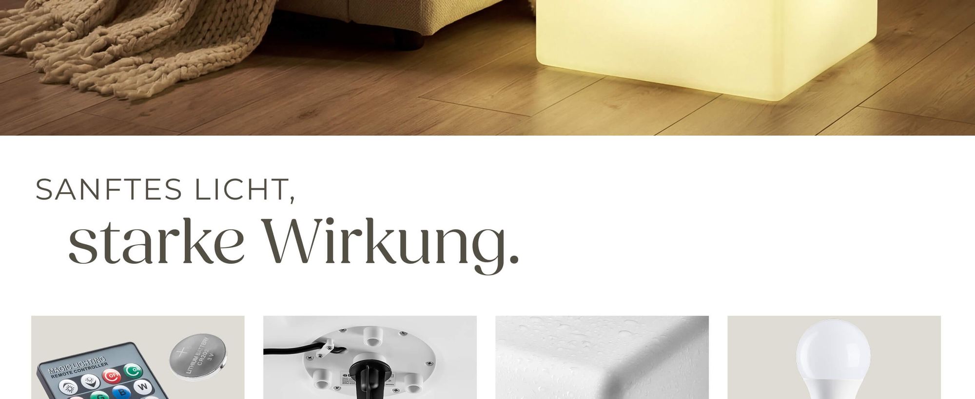 tectake® Leuchtwürfel Luminous Cube mit LED-Beleuchtung, 12 W Belastbarkeit 100 kg, inkl. Erdspieß