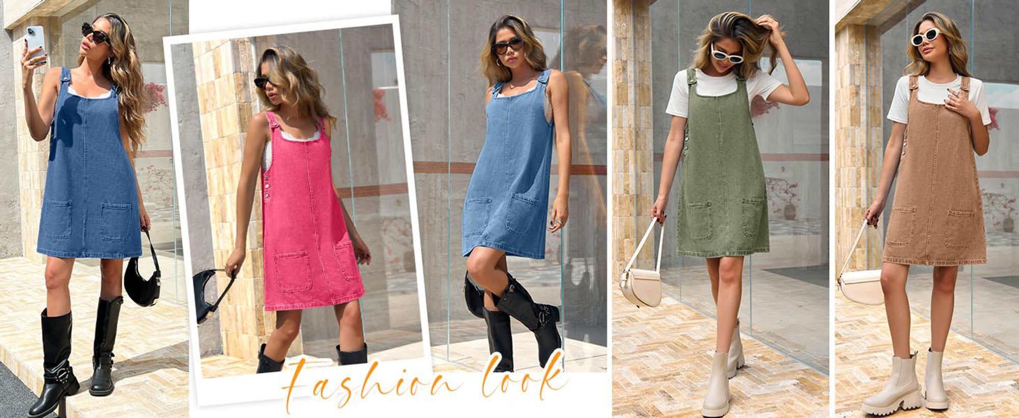 Ärmelloses Damen-Jeanskleid – Lässiges Vintage-Overall-Kleid aus Denim mit Rundhalsausschnitt, lockerer Passform und Taschen