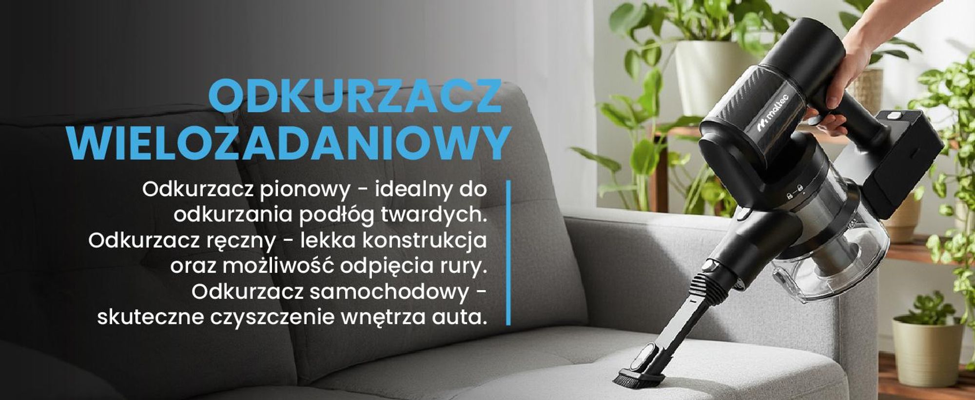 Odkurzacz bezprzewodowy bezworkowy z elektroszczotką