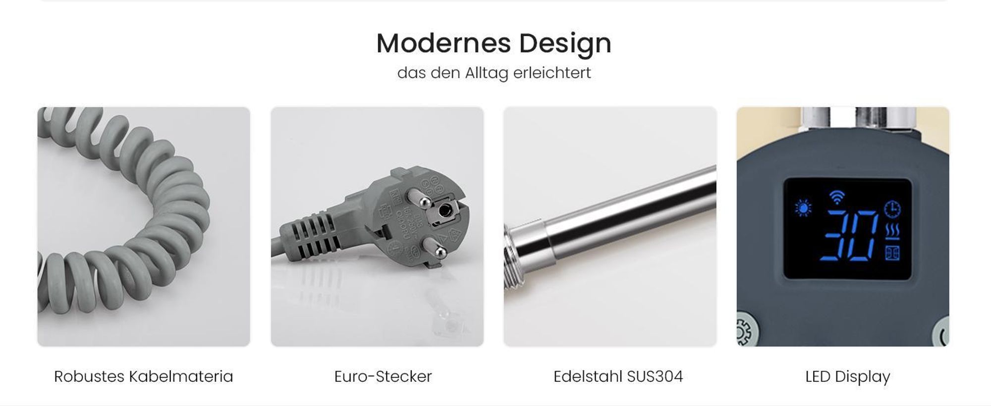 Heilmetz Smart WLAN Heizstab 900W für Badheizkörper, G 1/2" Standardgewinde, App & Sprachsteuerung (Tuya/Alexa), IPX4