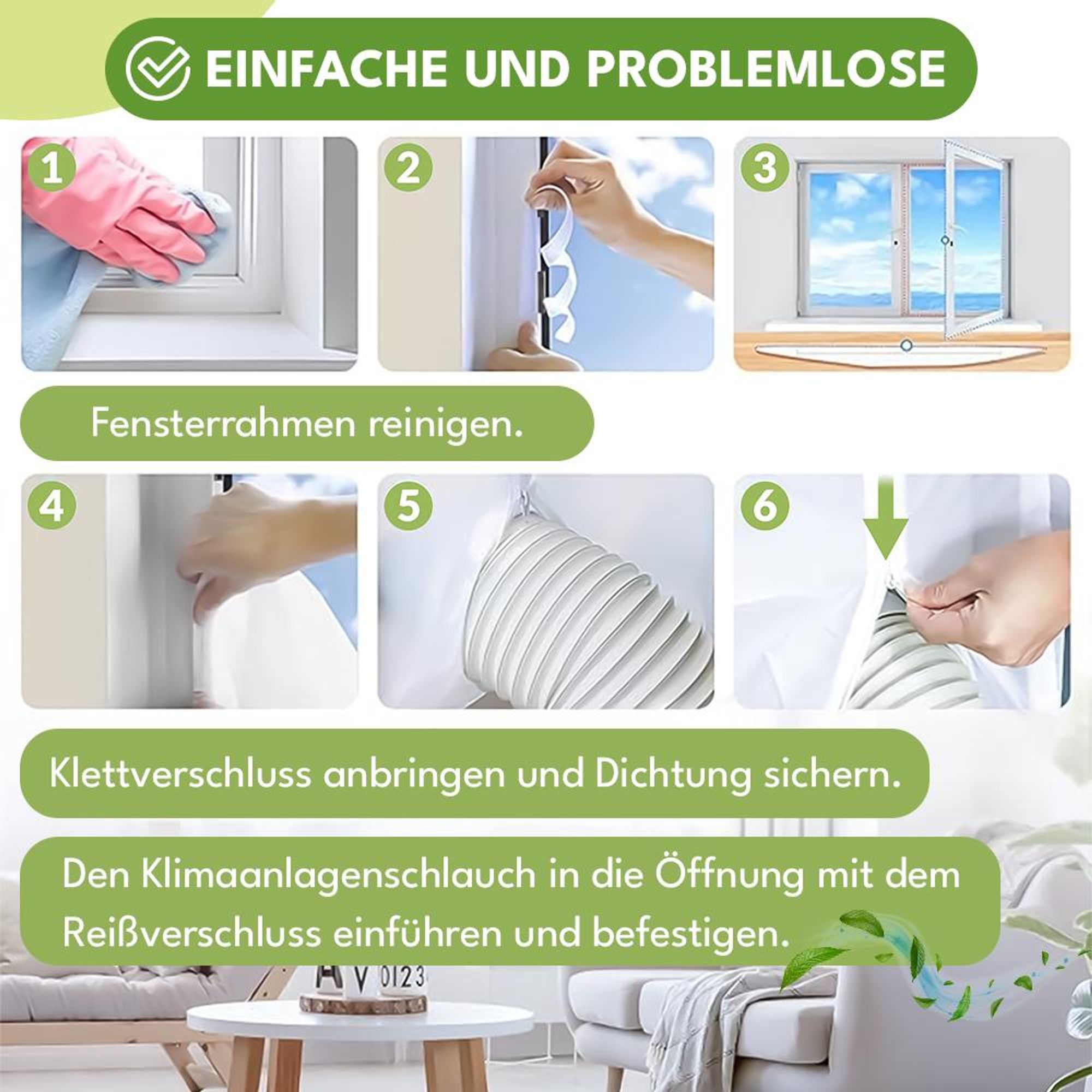 KRUMAD Fensterabdichtung 400 cm für mobile Klimaanlagen & Ablufttrockner – Hot Air Stop für Fenster, Dachfenster & Flügelfenster – selbstklebend, weiß
