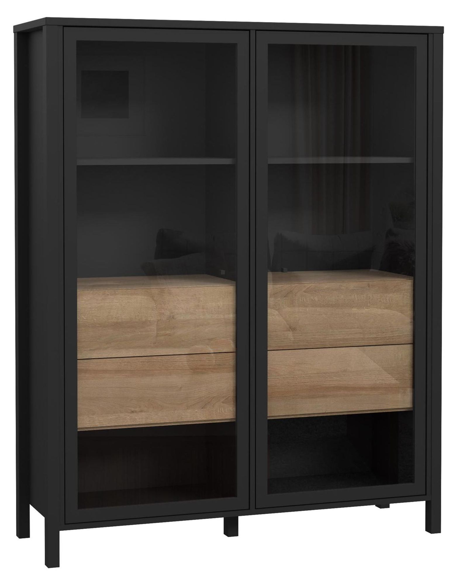 Hialeah II Vitrine – Industrial-Vitrine mit Glasfront und viel Stauraum