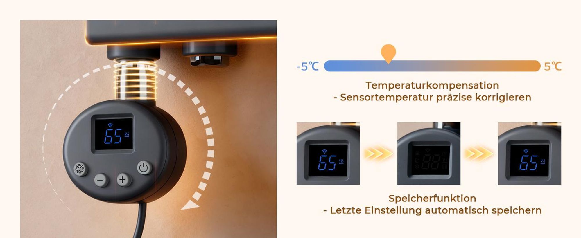 S'AFIELINA 1320×500mm Handtuchheizkörper Elektrisch, Badheizkörper Elektrisch mit Thermostat, WiFi,programmierbarem Timer,LCD-Anzeige,800 W,Anthrazit