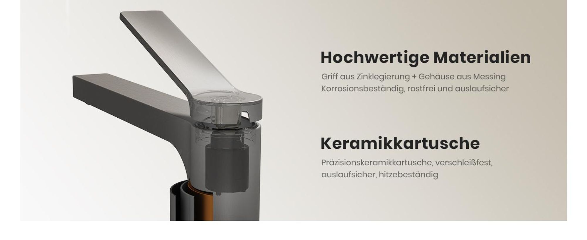 EMKE Wasserhahn Bad Anthrazit Matt 335x233x46mm, Messing, Keramikkartusche, Badarmatur, Mischbatterie Waschbecken-Armatur, Waschtischarmatur