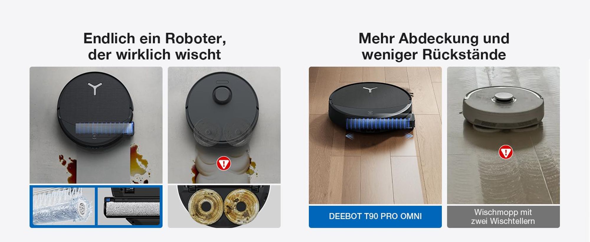 ECOVACS DEEBOT T90 PRO Omni 30.000Pa Saugroboter mit 2pcs Original-Reinigungslösung, Staubsauger Roboter mit Wischfunktion, Schwarz