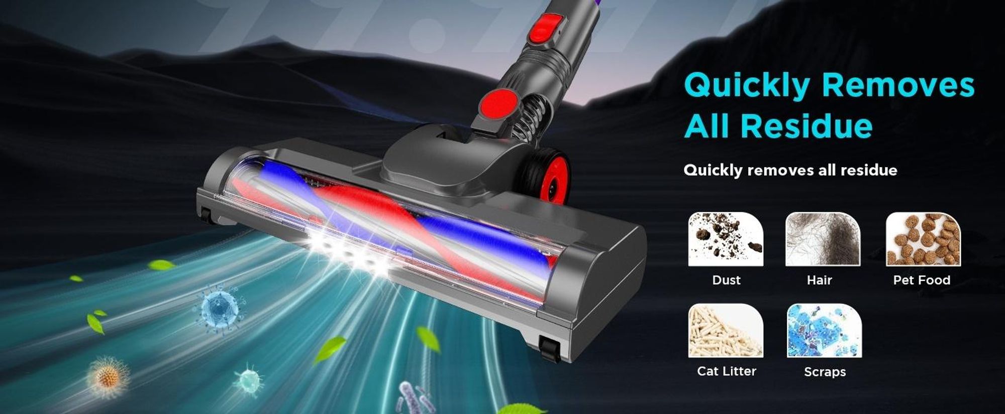 Akku Staubsauger, 38000PA Staubsauger Kabellos, Handstaubsauge, 450W Akkustaubsauger, 2500 mAh, Bis zu 50 Min Laufzeit, mit Anti-Verhedderung-Bürste