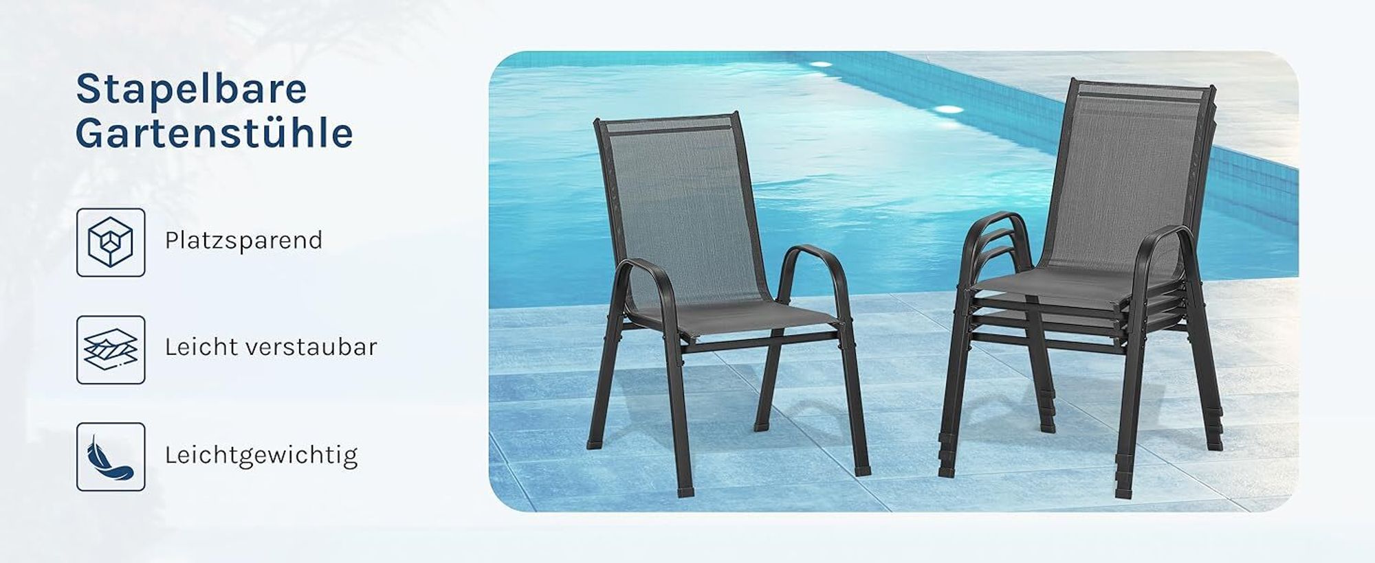 WOLTU Gartensessel, stapelbare Gartenstühle, ergonomisch, wetterfest, Dunkelgrau