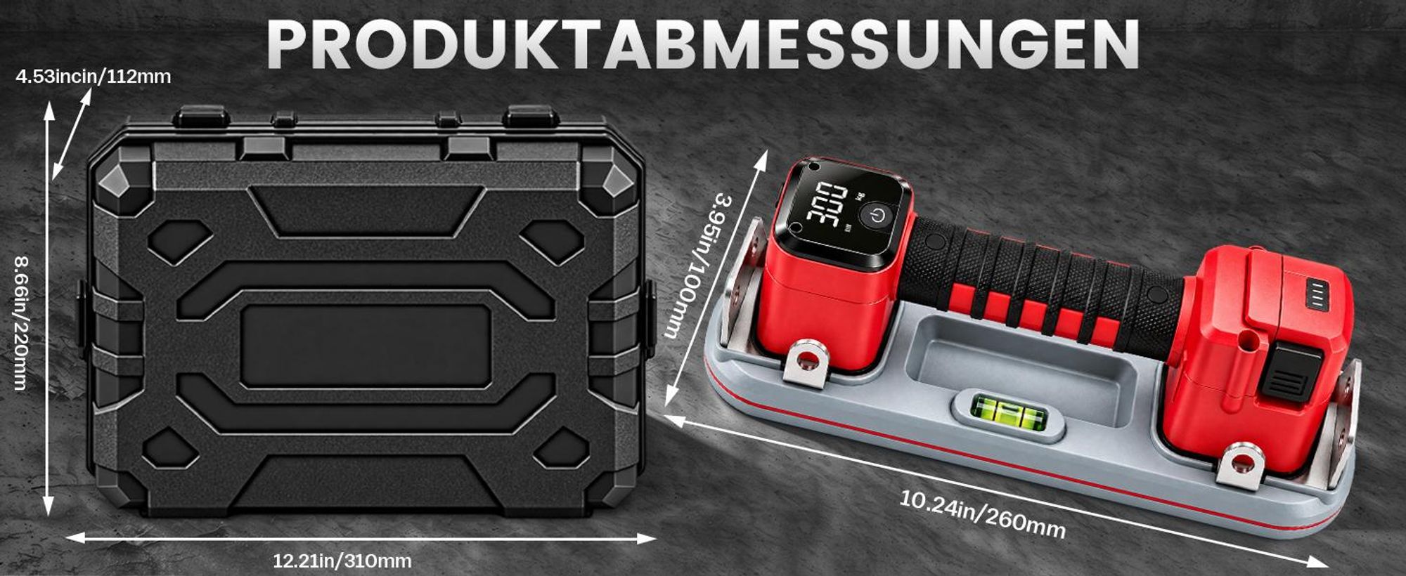 2x Akku Saugheber 26cm Elektrischer Nachsaugend Vakuum Saugnapf 300KG Saugkraft, 3×4Ah Akku LCD-Anzeige Plattenheber für Fliesen Glas Terrassenplatten