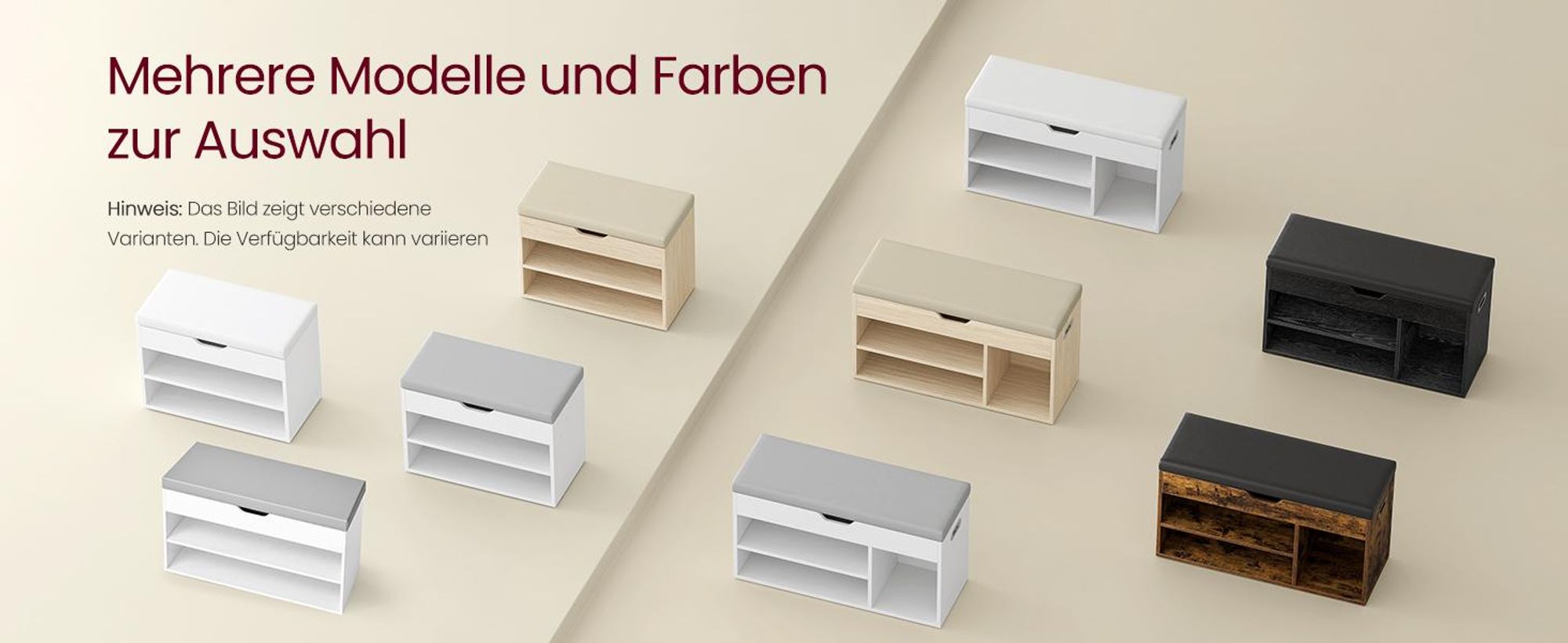 VASAGLE Schuhbank mit Sitzkissen, Schuhregal mit 3 Ebenen, 30 x 80 x 44 cm, weiß-grau