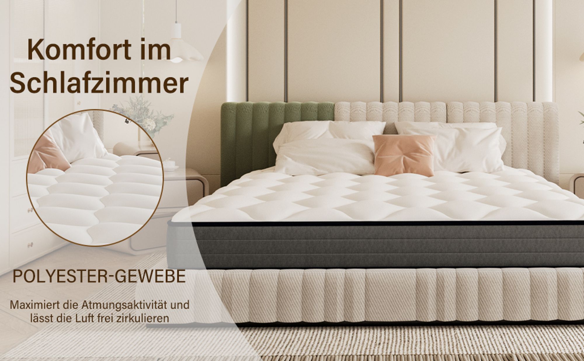 DEWINNER Matratze 160 x 200 cm- Ergonomische Matratze, atmungsaktiv, ultraweich und komfortabel, hohe Rückstellkraft, Federkernmatratze, Höhe 20 cm