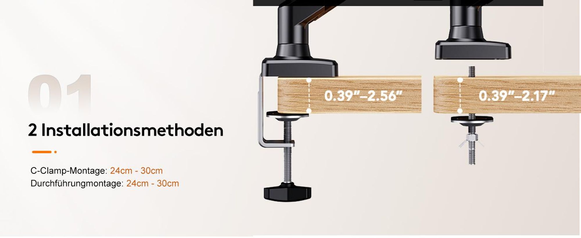 GTPLAYER Monitor Halterung Monitor arm monitorhalter für 13 bis 32 Zoll Bildschirme, Einzelner Monitorarm Ständer Hält 25 kg, Höhenverstellbare