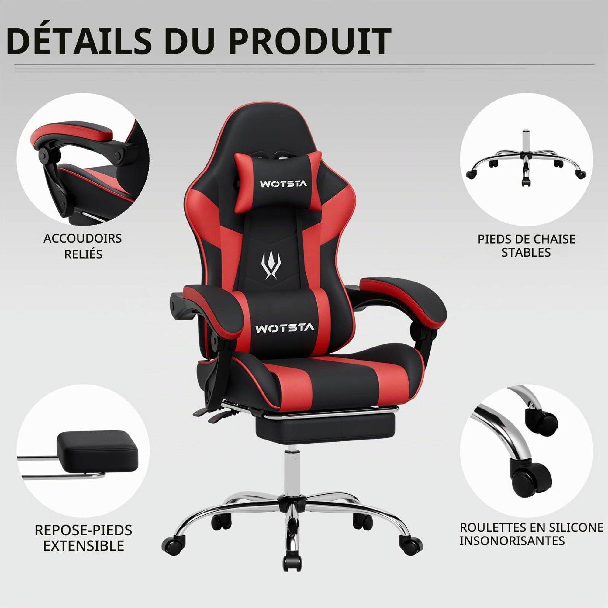 Gaming‑Stuhl mit hochdichtem Schaumstoff und hochwertigem Leder