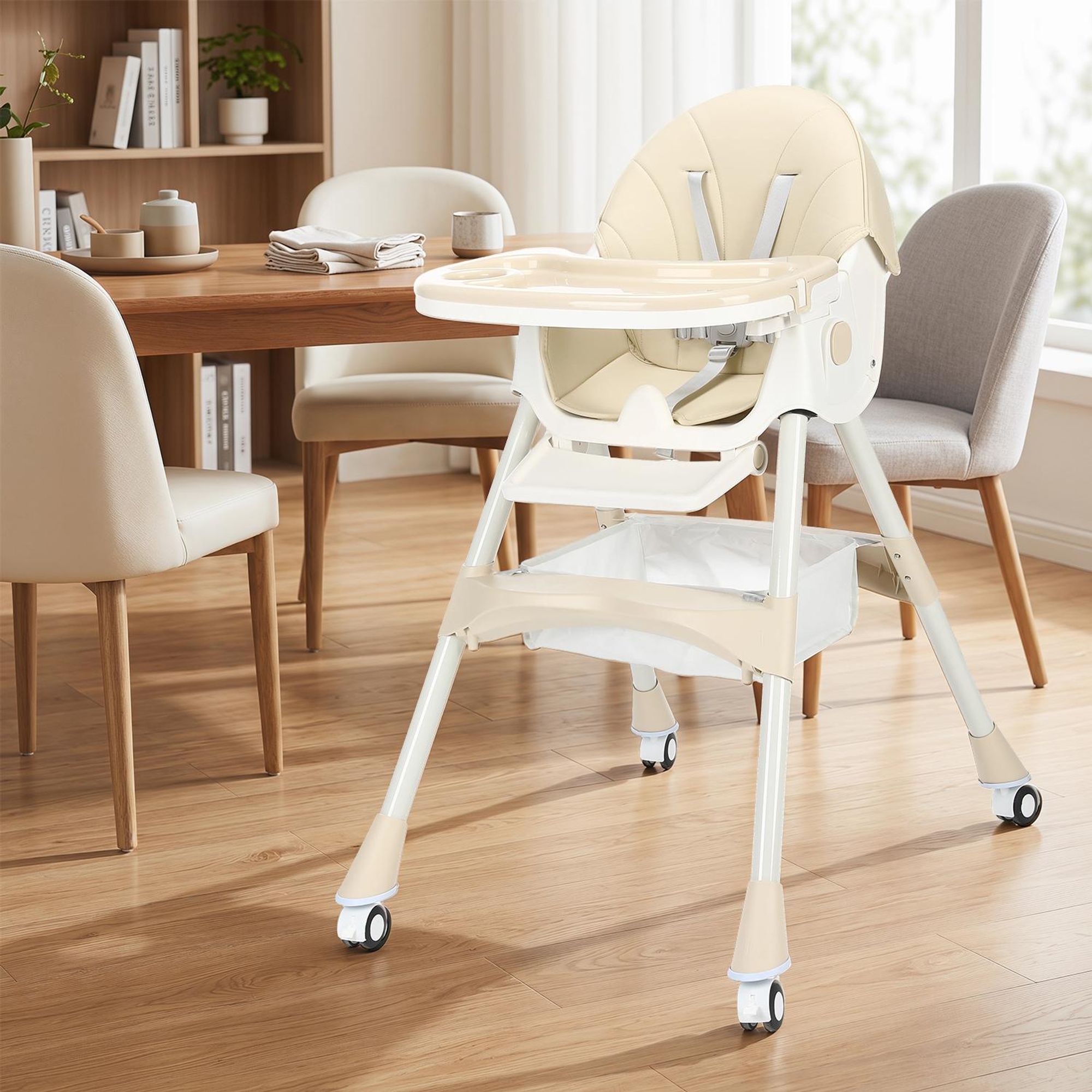 OYAJIA  Kinderstuhl 3-in-1 Kinderstuhl, Kombistuhl, Babystuhl, höhenverstellbar klappbar Babystuhl mit Tablett und 5-Punkt-Gurt, Fußstütze, Baby Wippe