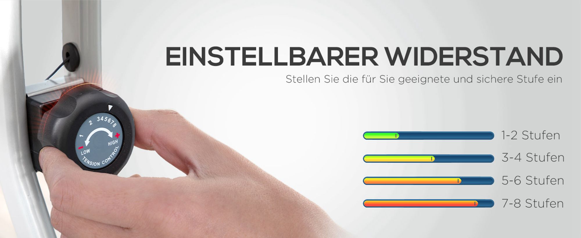 HOMCOM Heimtrainer Fahrradtrainer mit 8 stufig Magnetwiderstand Gelb