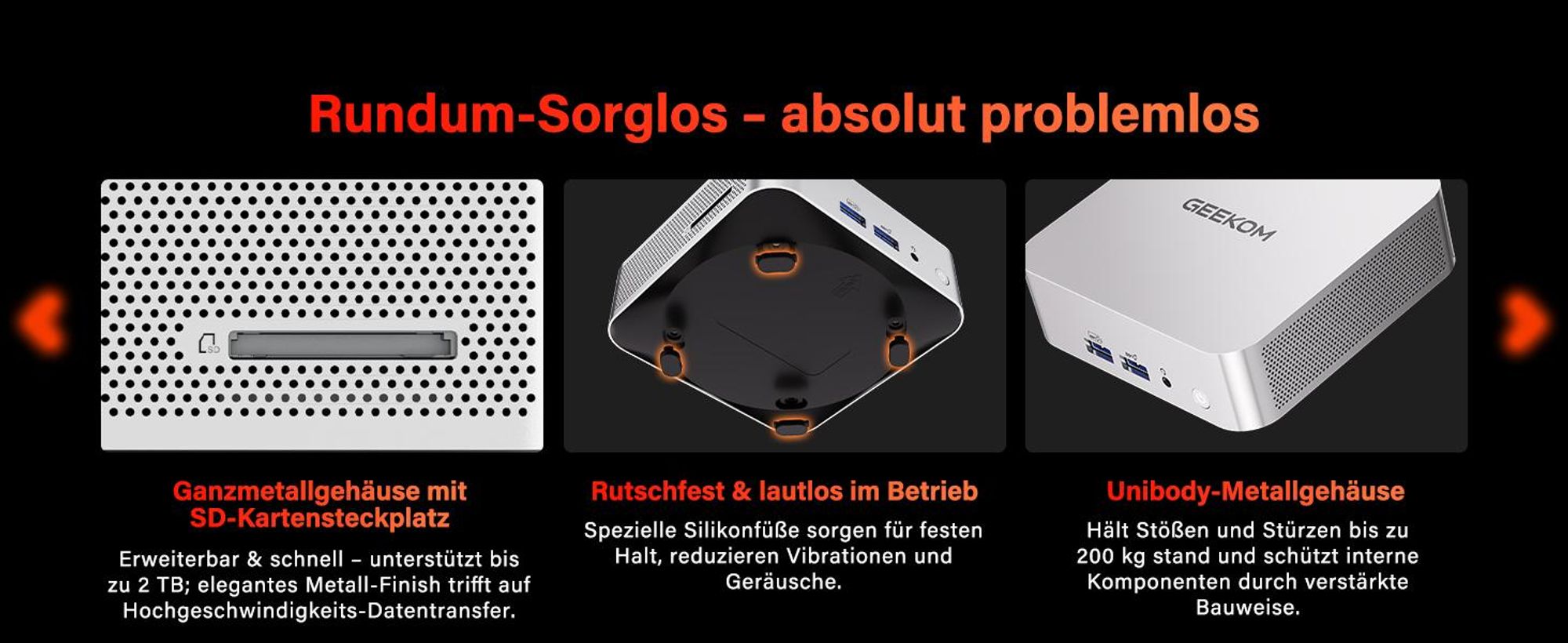 GEEKOM A7 Mini PC, AMD Ryzen 7 7730U, 32GB RAM, 500GB SSD, bis 64GB+4TB, vorinstalliertes System, Dual 2,5G LAN, Wi-Fi 6E, BT 5.4, 4 Modi, SD-Slot, 8K