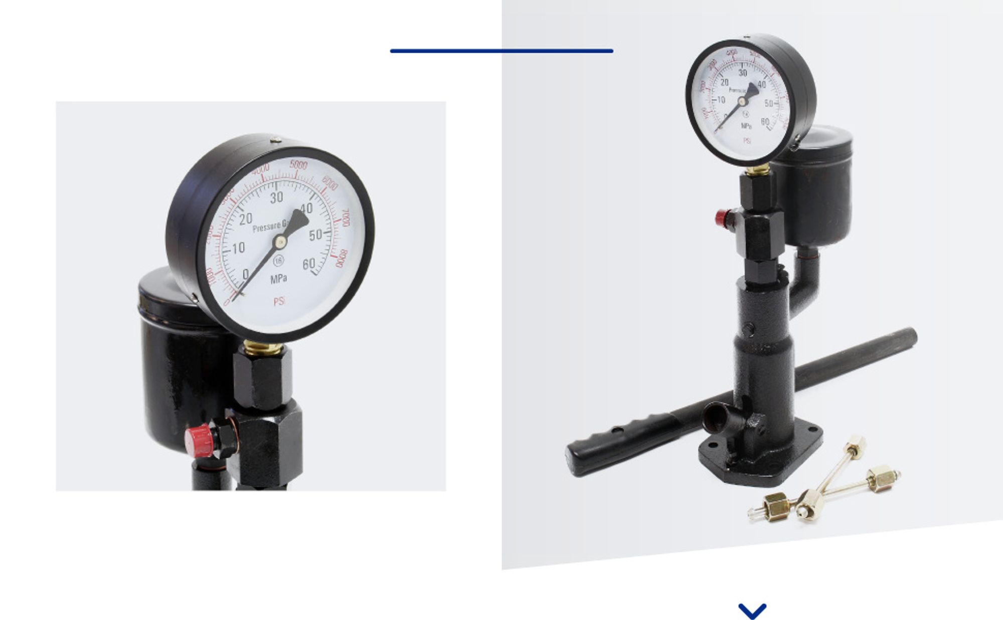 Wiltec Diesel Einspritzdüsen Tester 160 x 100 x 380 mm mit Manometer 0-600 bar Druck, Injektor Prüfgerät mit Handhebel für verschiedene Tests und Prüfungen