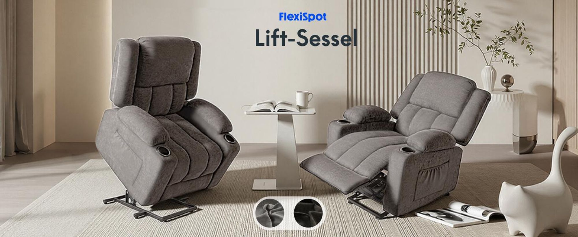 FLEXISPOT XL6 Elektrischer Massagesessel mit Aufstehhilfe, Heizfunktion, USB-Anschluss & Decke, 105°-165° verstellbar, belastbar bis 200 kg (Hellgrau)
