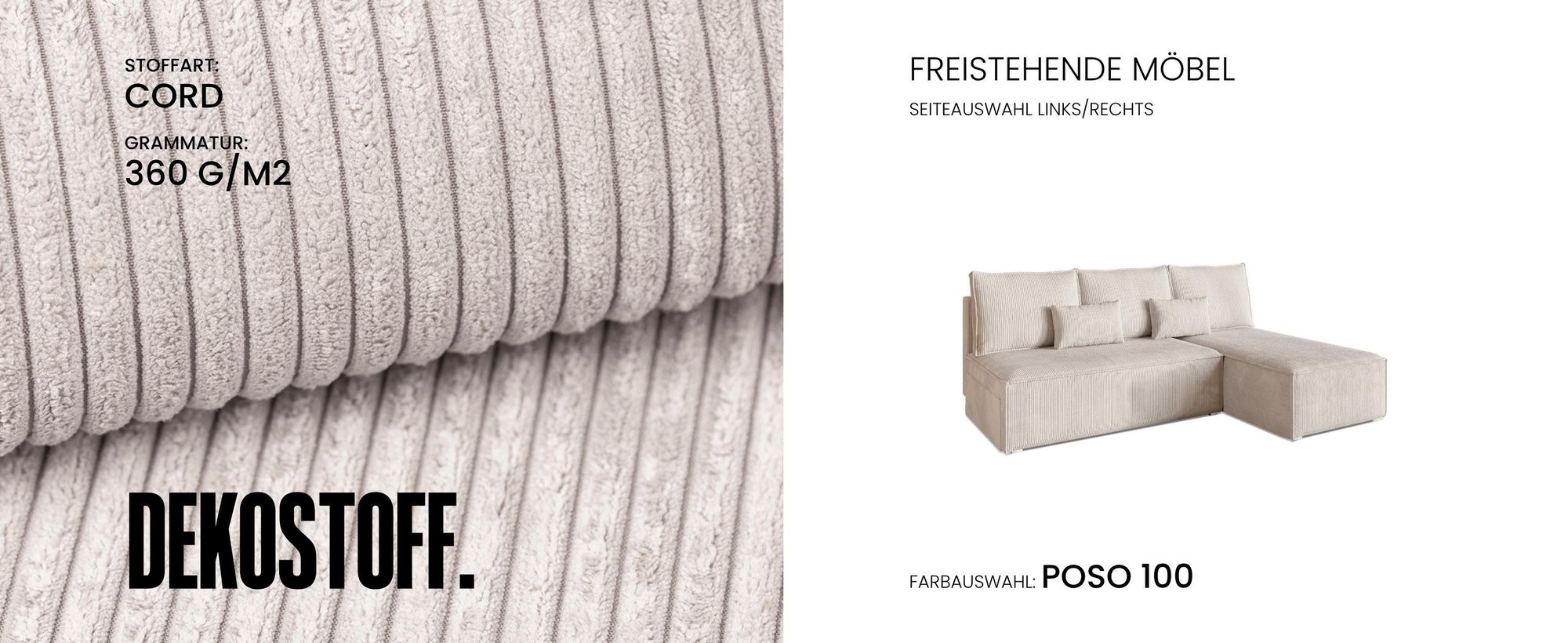 BroMARKT Ecksofa TOP SLIM Schlaffunktion Bettkasten L-Form 120x200 cm Vanille