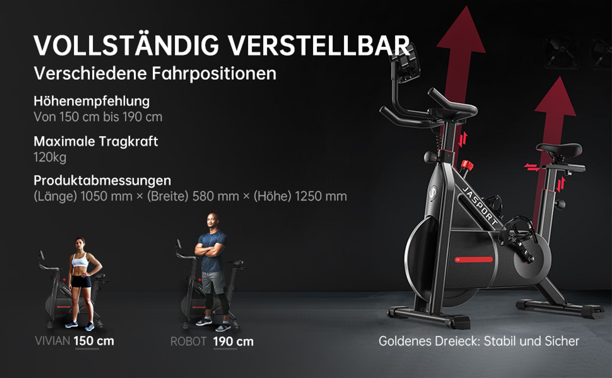 JASPORT C3 - Smart Indoor Speedbike-Magnetwiderstand-Heimtrainer Leises Kardio Fitnessbike 7,5 kg Alu-Schwungrad App mit Video-on-Demand-Trainingskurs